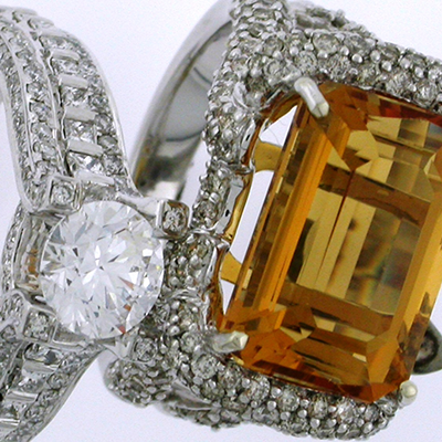 close up of diamond rings
